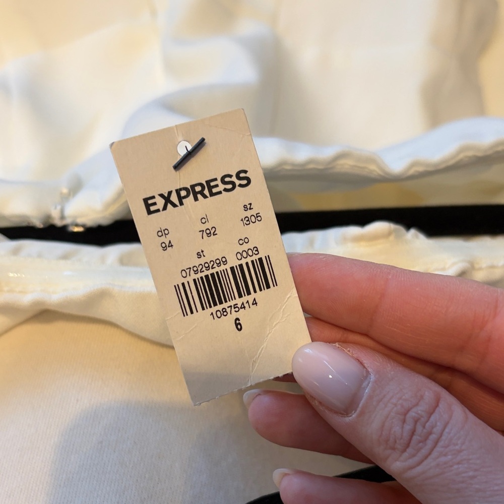 Express Strapless Cream Jumpsuit - Picture 3 of 3